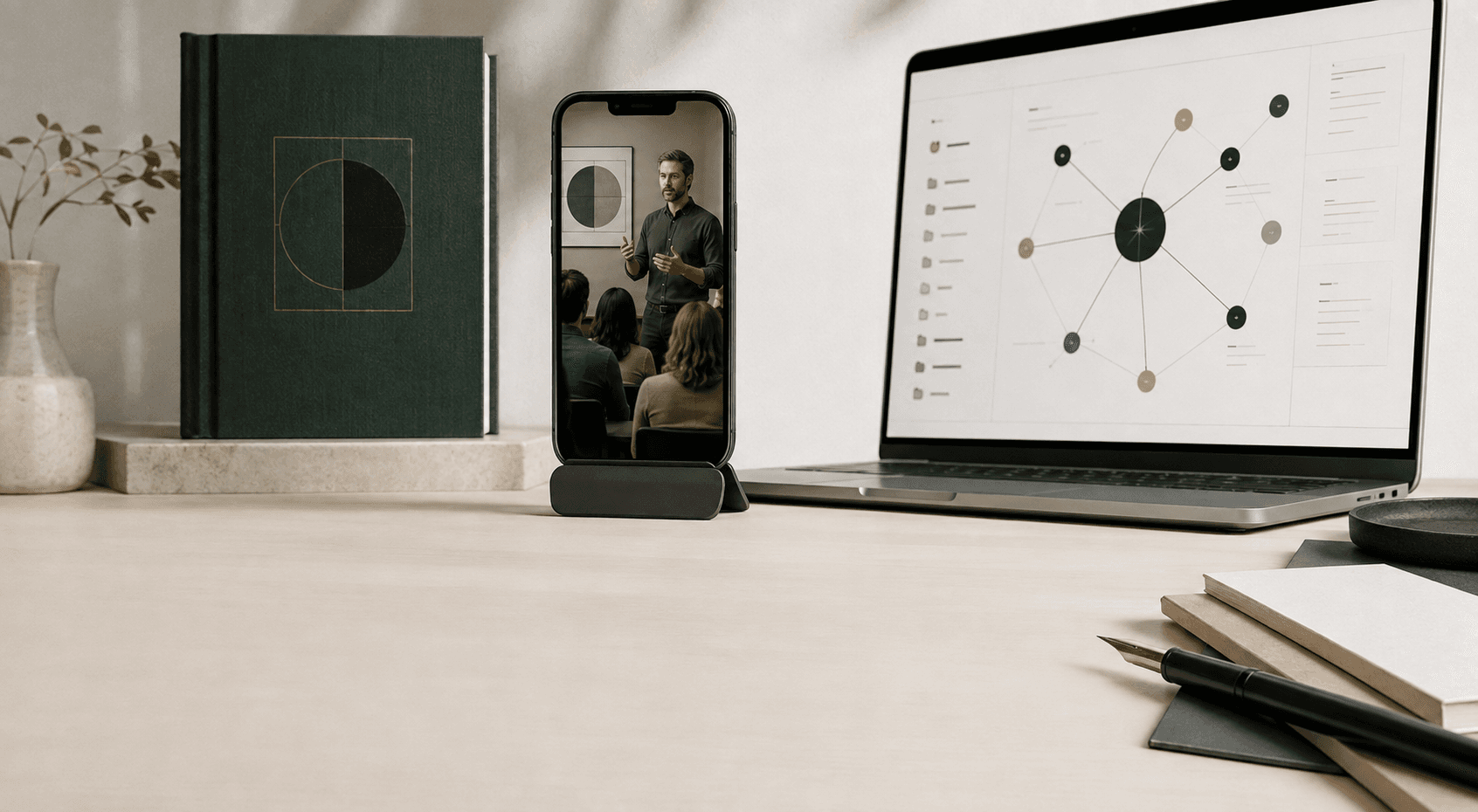 A professional knowledge publication, phone-hosted seminar, and persistent AI workspace presented for a Dubai business community